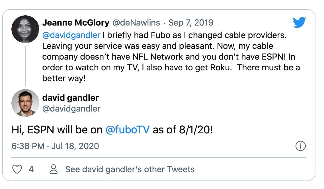 Gandler confirms Fubo V and ESPN 